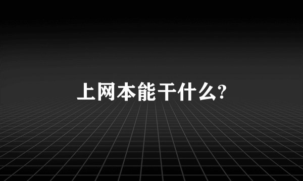 上网本能干什么?