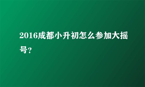 2016成都小升初怎么参加大摇号？