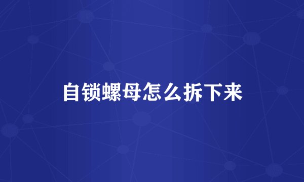 自锁螺母怎么拆下来