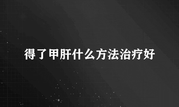 得了甲肝什么方法治疗好