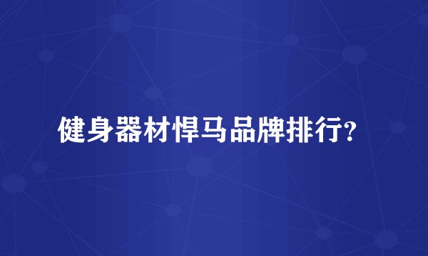 健身器材悍马品牌排行？