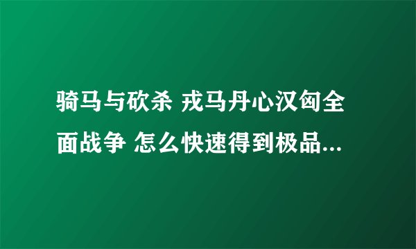 骑马与砍杀 戎马丹心汉匈全面战争 怎么快速得到极品装备 例如轩辕剑啊、什么神驹啊、神甲啊