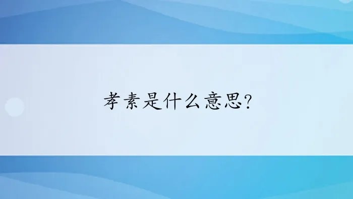 孝素是什么意思？