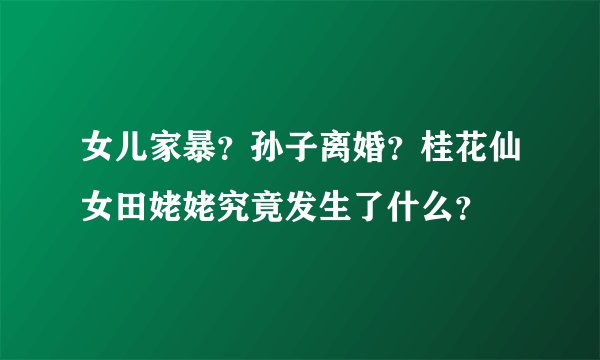 女儿家暴？孙子离婚？桂花仙女田姥姥究竟发生了什么？