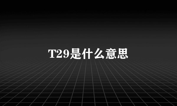T29是什么意思
