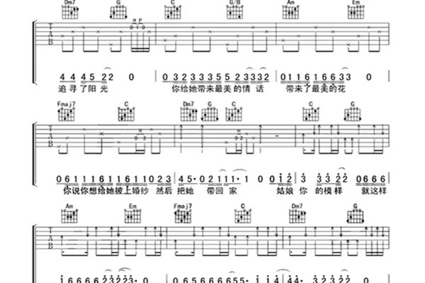 《你的姑娘》吉他谱是怎样的？