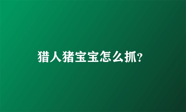 猎人猪宝宝怎么抓？