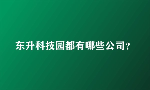东升科技园都有哪些公司？