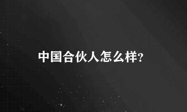 中国合伙人怎么样？