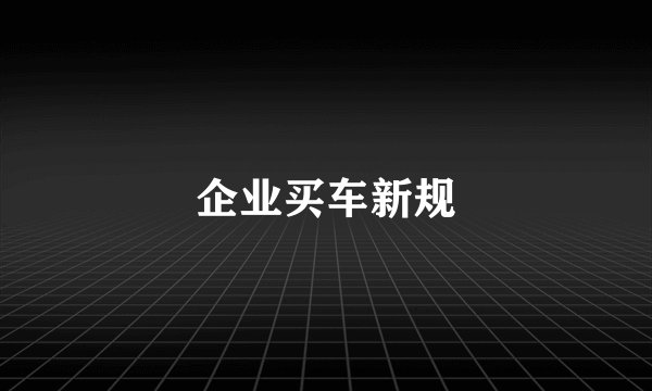 企业买车新规
