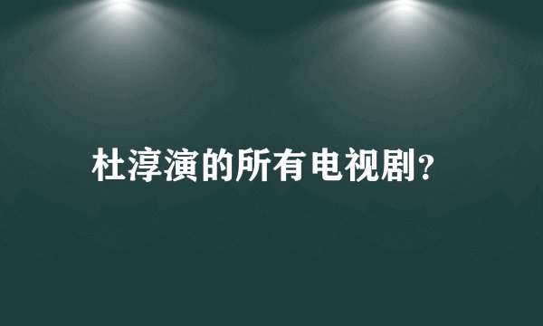 杜淳演的所有电视剧？