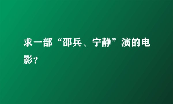 求一部“邵兵、宁静”演的电影？