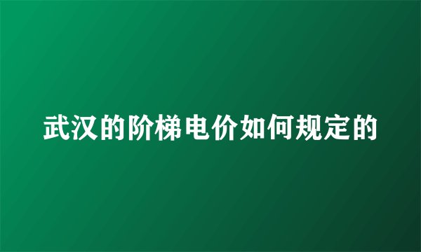 武汉的阶梯电价如何规定的
