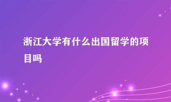 浙江大学有什么出国留学的项目吗