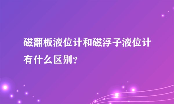 磁翻板液位计和磁浮子液位计有什么区别？