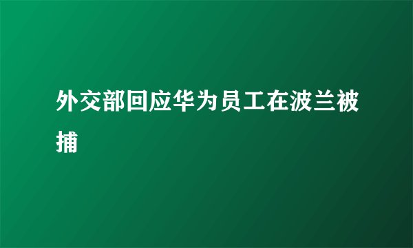 外交部回应华为员工在波兰被捕