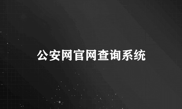 公安网官网查询系统