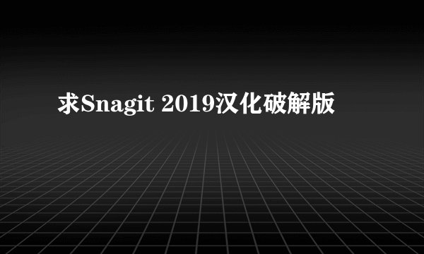 求Snagit 2019汉化破解版