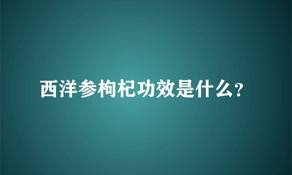 西洋参枸杞功效是什么？