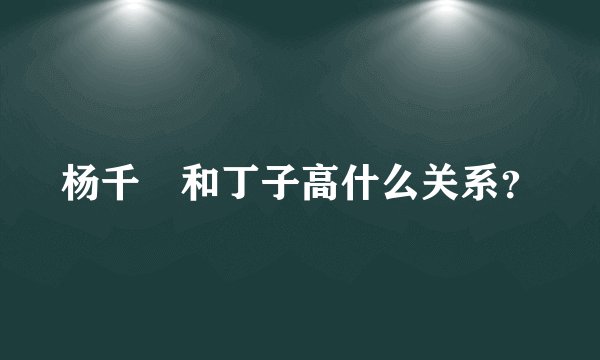 杨千嬅和丁子高什么关系？