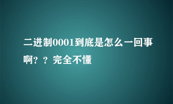 二进制0001到底是怎么一回事啊？？完全不懂