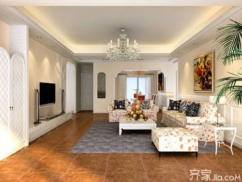 客厅地面拼花装修效果图 欧式装修让空间高端大气上档次