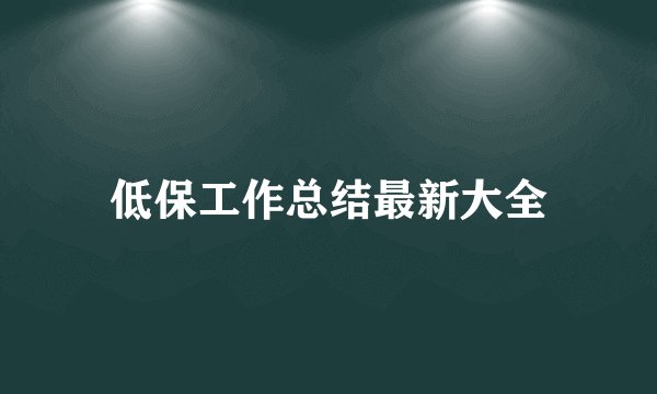 低保工作总结最新大全