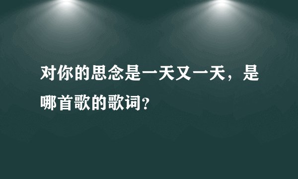 对你的思念是一天又一天，是哪首歌的歌词？