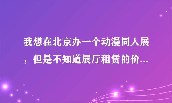 我想在北京办一个动漫同人展，但是不知道展厅租赁的价格，比如国贸展厅，北京展览馆，国家会议中。