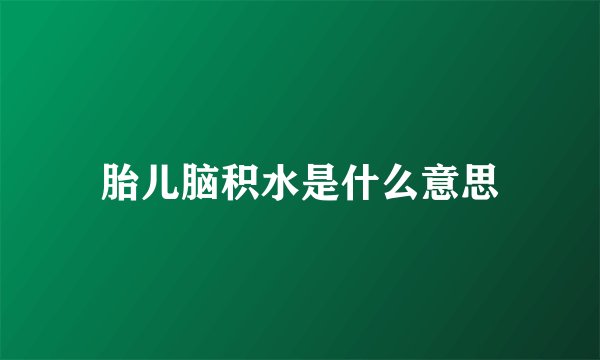胎儿脑积水是什么意思