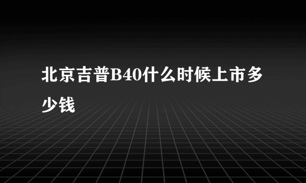 北京吉普B40什么时候上市多少钱