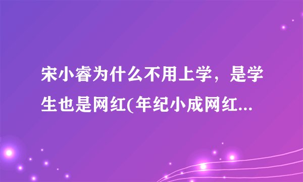 宋小睿为什么不用上学，是学生也是网红(年纪小成网红遭质疑)—飞外