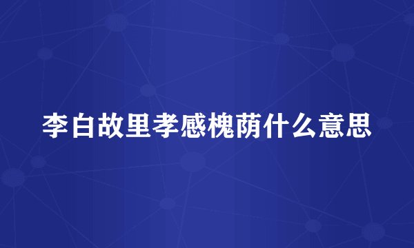 李白故里孝感槐荫什么意思