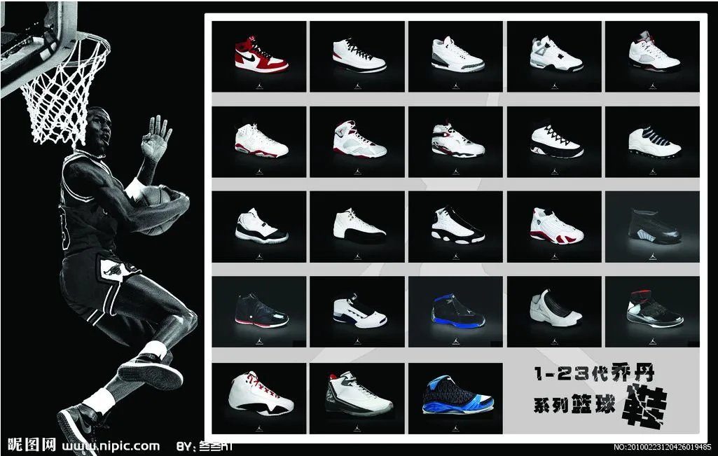 求飞人乔丹系列篮球鞋，从1代到最新的，详细图片！谢谢！
