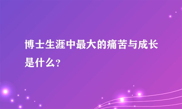 博士生涯中最大的痛苦与成长是什么？