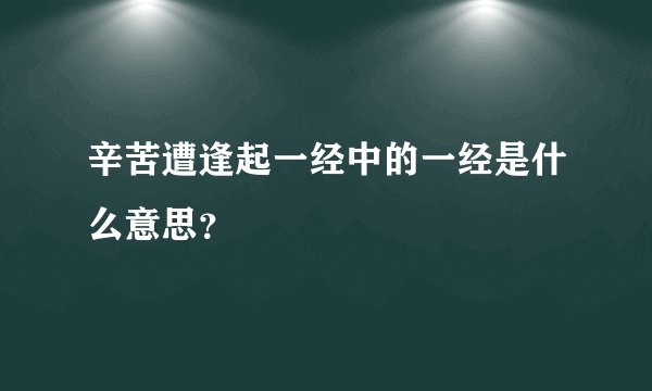 辛苦遭逢起一经中的一经是什么意思？
