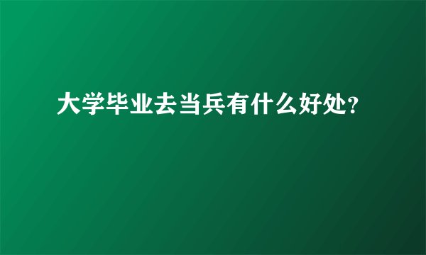 大学毕业去当兵有什么好处？