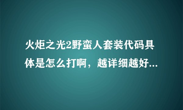 火炬之光2野蛮人套装代码具体是怎么打啊，越详细越好，看网上套装代码就发几个数字，直接不明白啥意思。