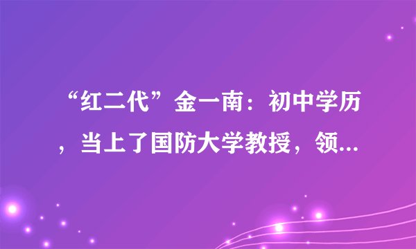 “红二代”金一南：初中学历，当上了国防大学教授，领少将军衔