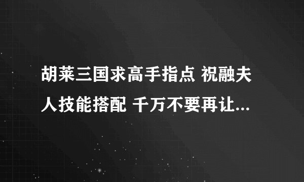 胡莱三国求高手指点 祝融夫人技能搭配 千万不要再让我洗技能了！！！