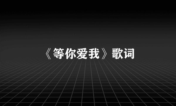 《等你爱我》歌词