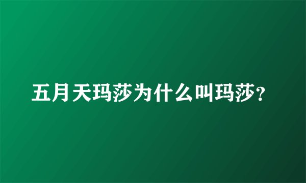 五月天玛莎为什么叫玛莎？