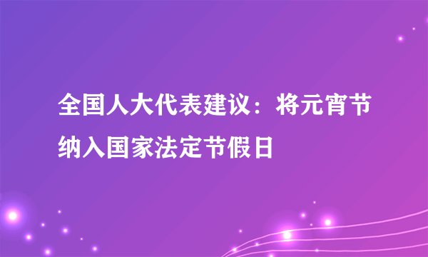 全国人大代表建议：将元宵节纳入国家法定节假日