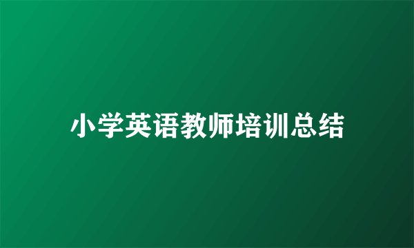 小学英语教师培训总结