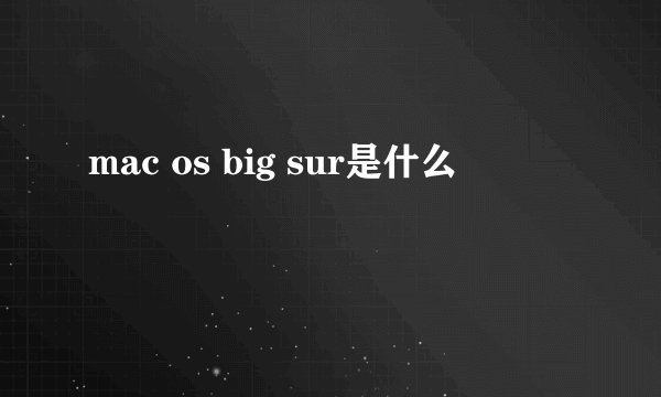 mac os big sur是什么