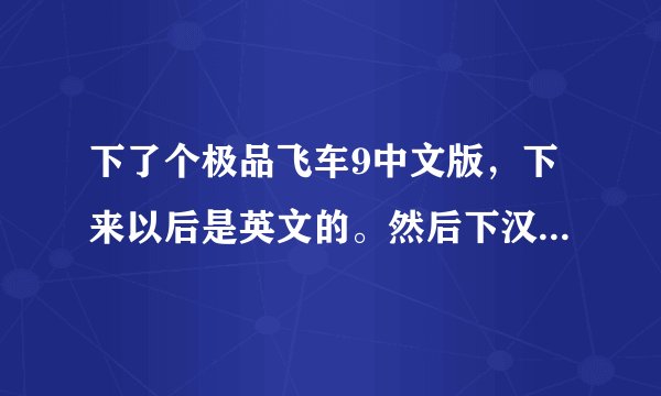 下了个极品飞车9中文版，下来以后是英文的。然后下汉化补丁，安装补丁说我没安装极品飞车9英文版