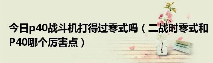 今日p40战斗机打得过零式吗（二战时零式和P40哪个厉害点）