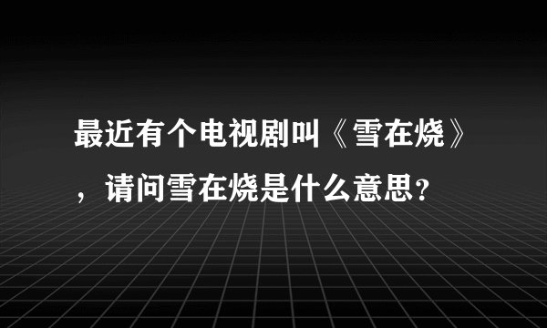 最近有个电视剧叫《雪在烧》，请问雪在烧是什么意思？