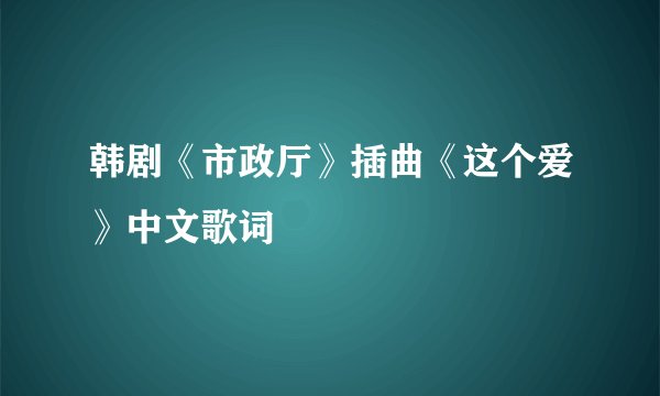 韩剧《市政厅》插曲《这个爱》中文歌词