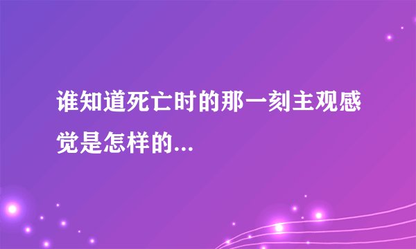 谁知道死亡时的那一刻主观感觉是怎样的...